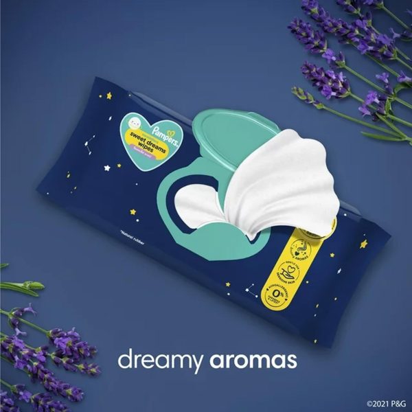 Pampers Sweet Dreams Nighttime Lavender Baby Wipes 3X Flip-Top Packs 168ct – Image 3