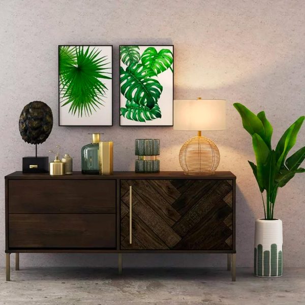 Evelyn&Zoe 21_ Coastal Rattan Table Lamp with White Drum Linen Shade – Image 3